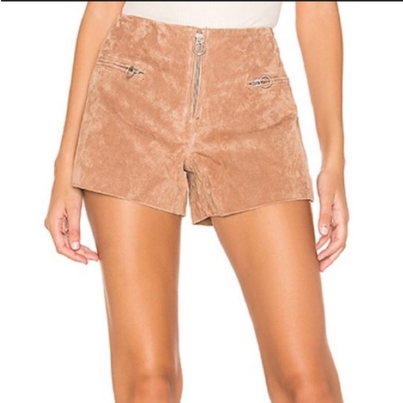 Blank NYC Suede O-Ring Zipper Pocket Shorts Brown Tan Size 29 - Picture 1 of 14